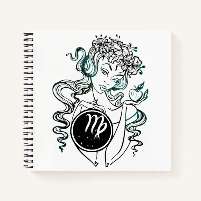 Personalized Virgo Art Deco Lady Notebook (Front)