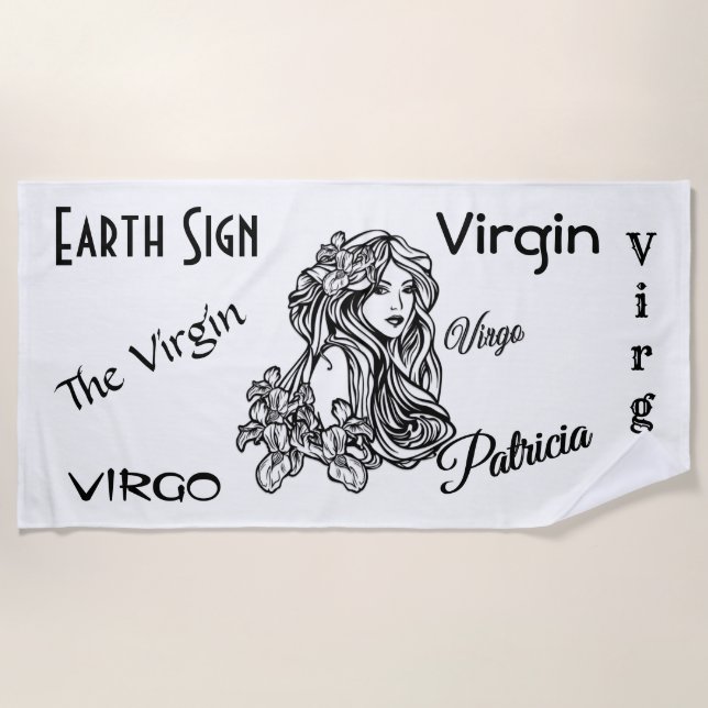 Personalized Virgo The Virgin Zodiac Beach Towel (Front)