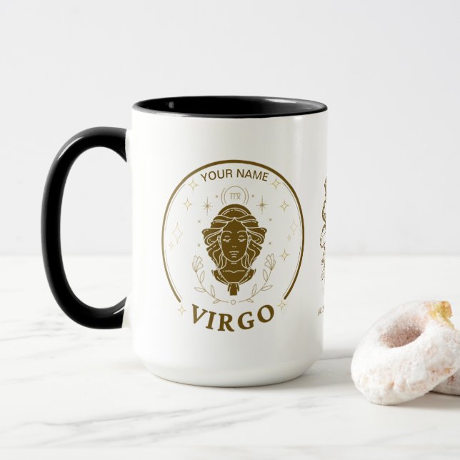 Personalized Virgo Zodiac 15 oz Coffee Mug (With Donut)