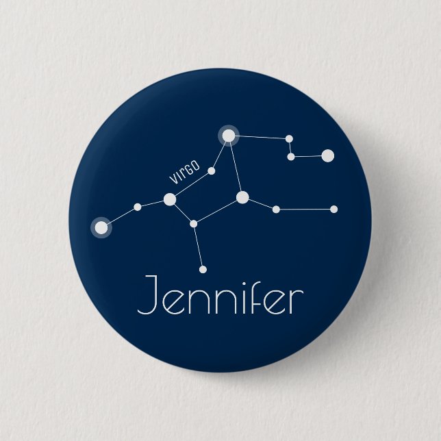 Personalized Virgo Zodiac Constellation 2 Inch Round Button (Front)