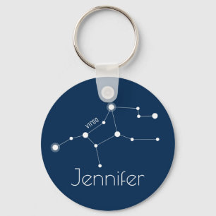 Personalized Virgo Zodiac Constellation Keychain