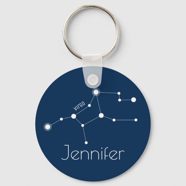 Personalized Virgo Zodiac Constellation Keychain (Front)