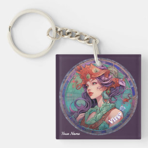 Personalized Virgo Zodiac Keychain