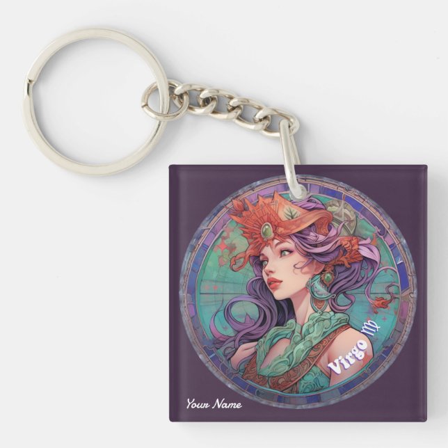 Personalized Virgo Zodiac  Keychain (Front)