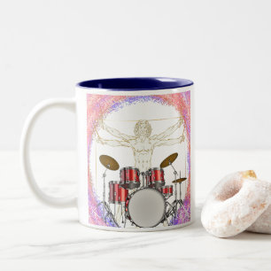 Personalized Vitruvian Drummer Two-Tone Coffee Mug