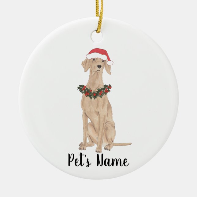 Personalized Vizsla Ceramic Ornament (Front)