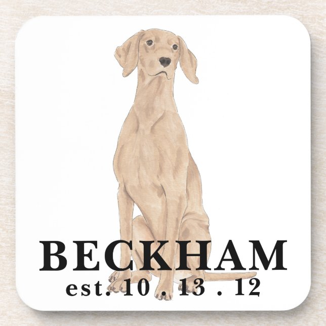 Personalized Vizsla Coaster (Front)
