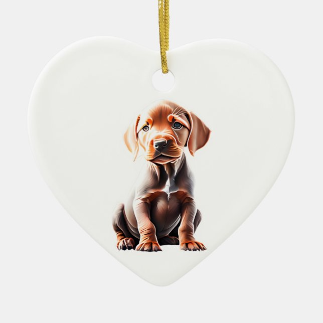 Personalized Vizsla Puppy Ceramic Ornament (Front)
