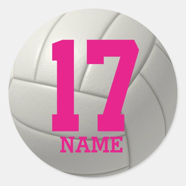 Personalized Volleyball (add your name and number) Classic Round Sticker (Front)