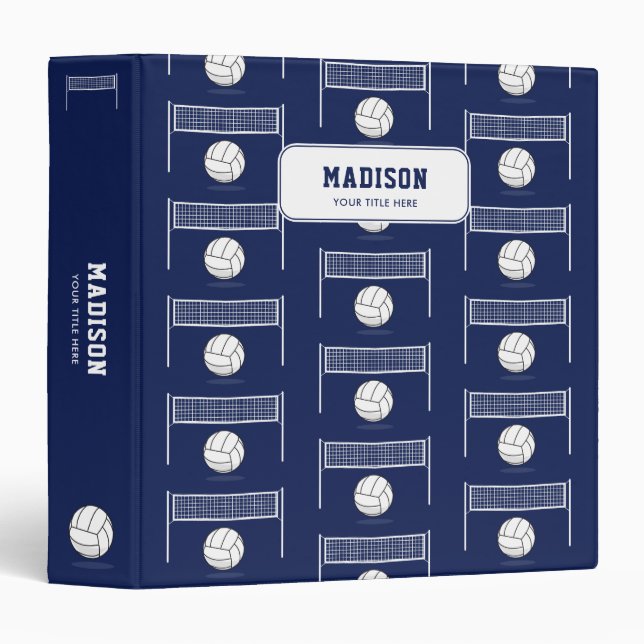 Personalized Volleyball Ball & Net Pattern Binder (Front/Spine)