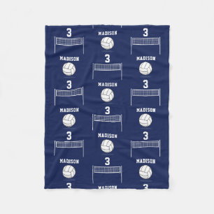 Personalized Volleyball Ball & Net Pattern Fleece Blanket