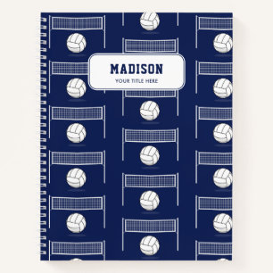 Personalized Volleyball Ball & Net Pattern Notebook