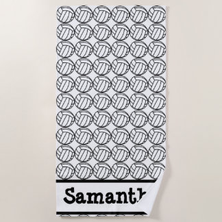Personalized Volleyball Black Beach Towel