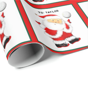 Personalized Volleyball Christmas Holiday Gift Wrapping Paper