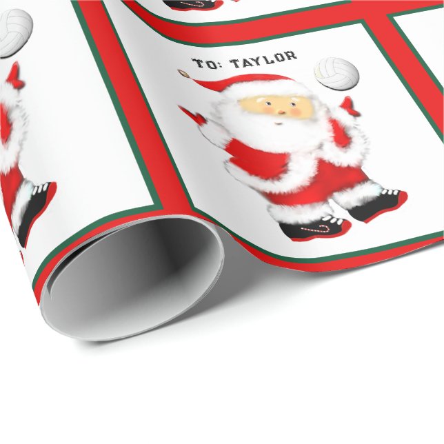 Personalized Volleyball Christmas Holiday Gift Wrapping Paper (Roll Corner)