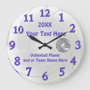 Personalized Volleyball Clocks with 3 Text Boxes