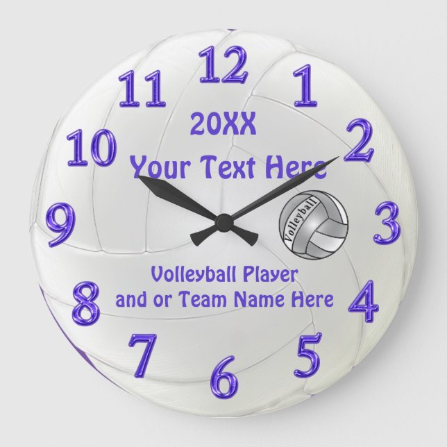 Personalized Volleyball Clocks with 3 Text Boxes (Front)