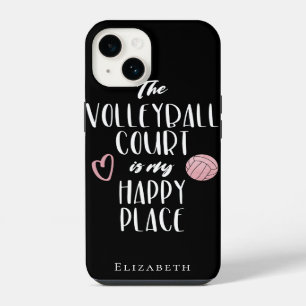 personalized volleyball court is my happy place iPhone 14 case