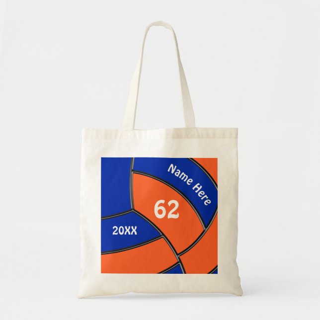 Personalized Volleyball Gifts for Players, Blue Tote Bag (Front)
