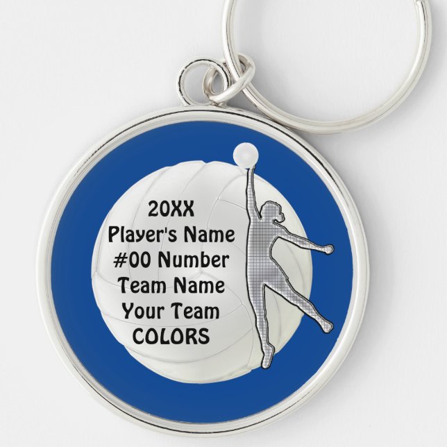 Personalized Volleyball Gifts TEAM COLORS, TEXT Keychain (Front)