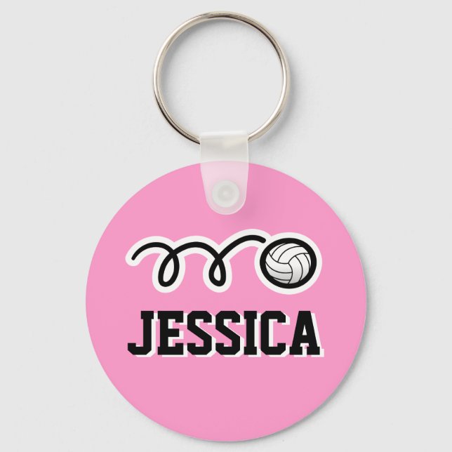 Personalized volleyball keychain for kids name (Front)