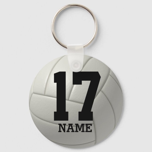 Personalized Volleyball (name & number) Keychain (Front)