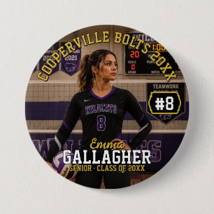 Personalized Volleyball Photo Button
