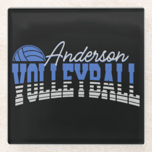 Personalized Volleyball Player ADD NAME Team Champ Glass Coaster