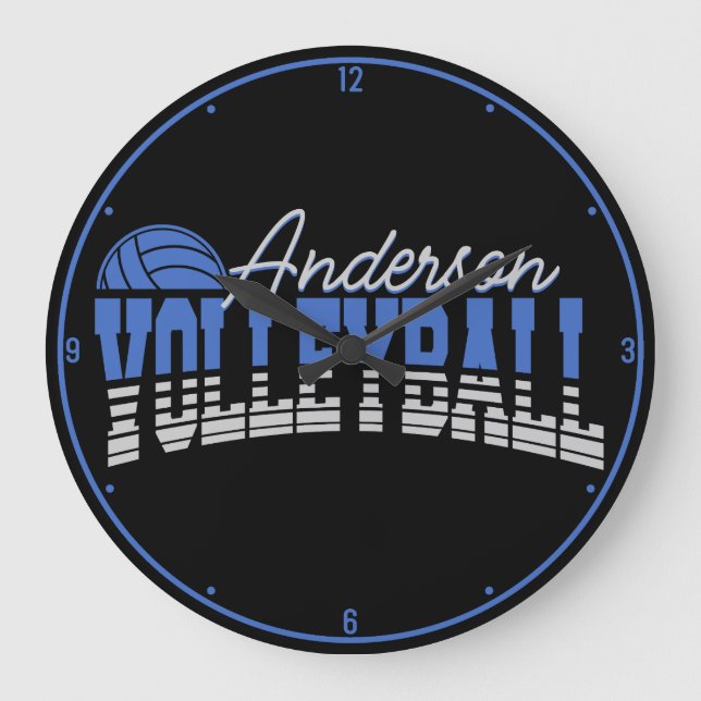 Personalized Volleyball Player ADD NAME Team Champ Large Clock (Front)