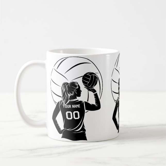 Personalized Volleyball Player Custom Name, Number Coffee Mug (Left)
