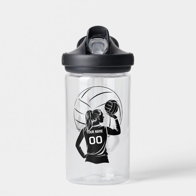Personalized Volleyball Player Custom Name, Number Water Bottle (Front)