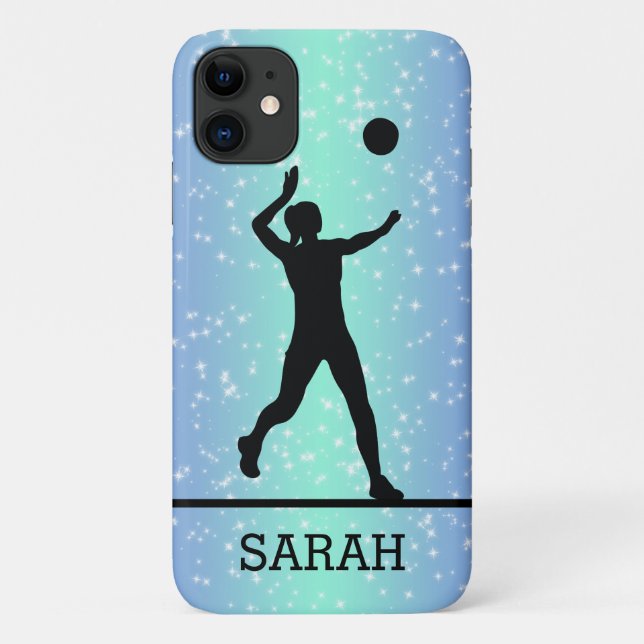 Personalized Volleyball Player Girl Sparkle Case-Mate iPhone Case (Back)