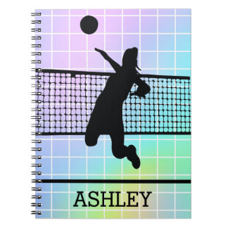 Personalized Volleyball Player Net Colourful Notebook