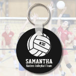 Personalized Volleyball Player Number, Name, Team Keychain<br><div class="desc">This personalized Volleyball design features a black and white volleyball with your favourite player's number, name and team name. Change the background colour to match your team colours - just click on customize and then the small eye dropper. This makes a great memory keepsake gift for Volleyball players, coaches and...</div>