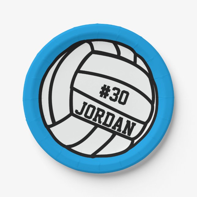 Personalized Volleyball Player Number, Name, Team Paper Plate (Front)