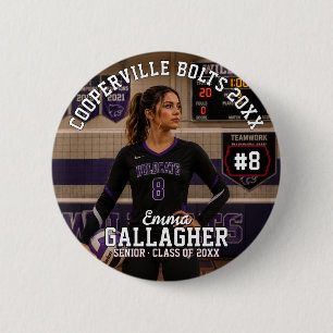 Personalized Volleyball Player Photo 2 Inch Round Button