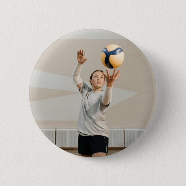 Personalized Volleyball Player Photo Sport 2 Inch Round Button (Front)