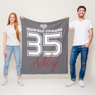 Personalized Volleyball Player School Colours Fleece Blanket