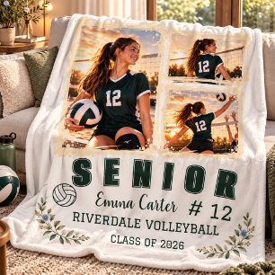 Personalized Volleyball Senior Night Photo Fleece Blanket