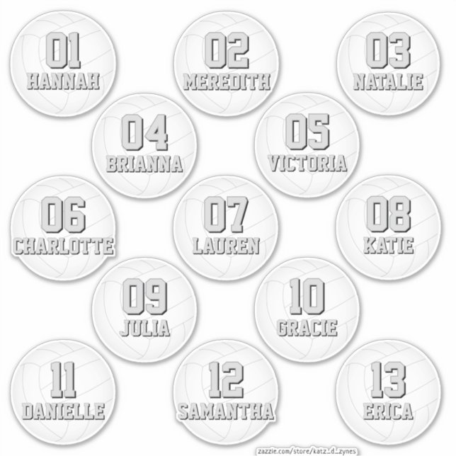 personalized volleyball stickers for 13 girls boys (Front)