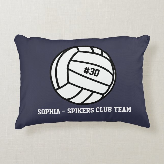 Personalized Volleyball Team, Player Name & Number Accent Pillow (Front)