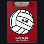 Personalized Volleyball Team, Player Name & Number Clipboard<br><div class="desc">This personalized Volleyball design features a black and white drawing of volleyball, your player's jersey number and your custom text - player's name, coach's name, team name, etc. You can also customize the background colour to match your team colours - just click on customize and then the small eye dropper....</div>
