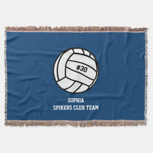 Personalized Volleyball Team, Player Name & Number Throw Blanket (Front)