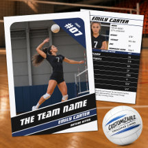 Personalized Volleyball Trading Card White Blue