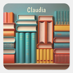 Personalized Volumes of Book Novels Square Sticker