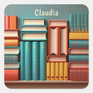 Personalized Volumes of Book Novels Square Sticker