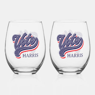 Personalized Vote Election Stars and Stripes Stemless Wine Glass