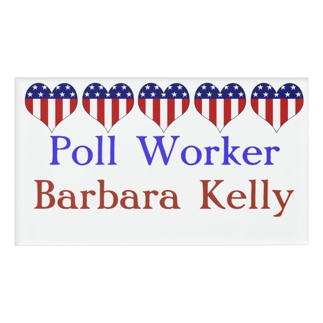 Personalized Voting Poll Worker Name Tag (Front)