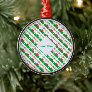 Personalized Wales Flag Tiled Metal Ornament