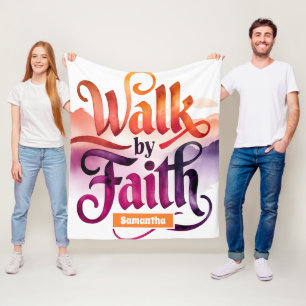 Personalized Walk By Faith Christian Fleece Blanket